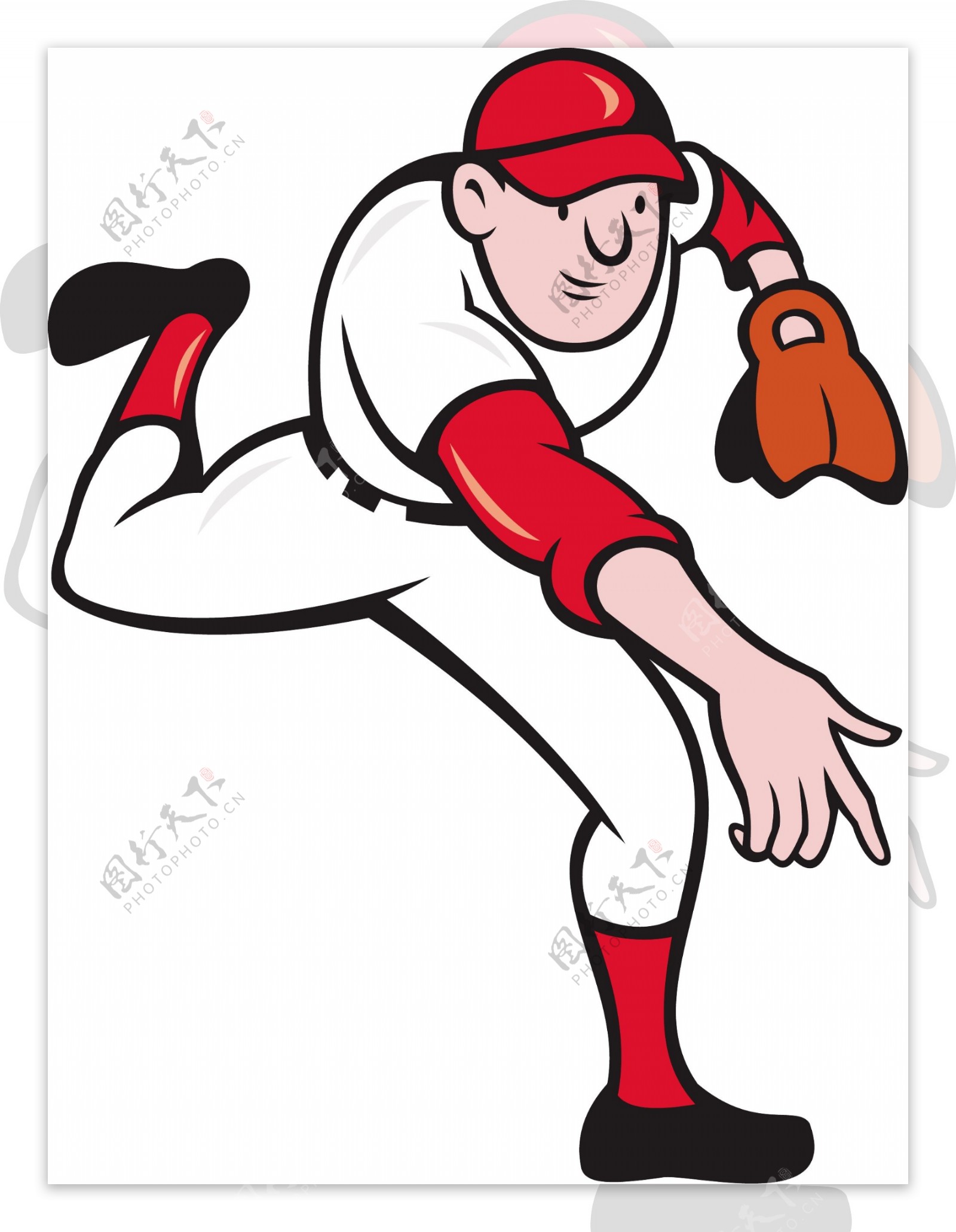 投手投掷棒球运动员的卡通