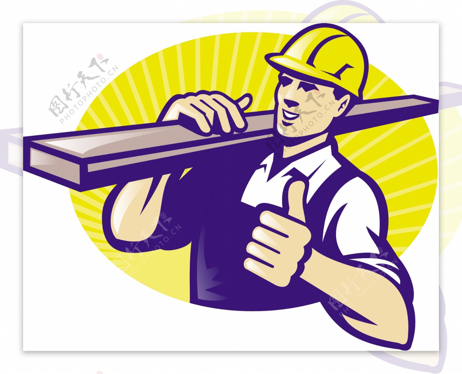 木匠建造工人竖起大拇指