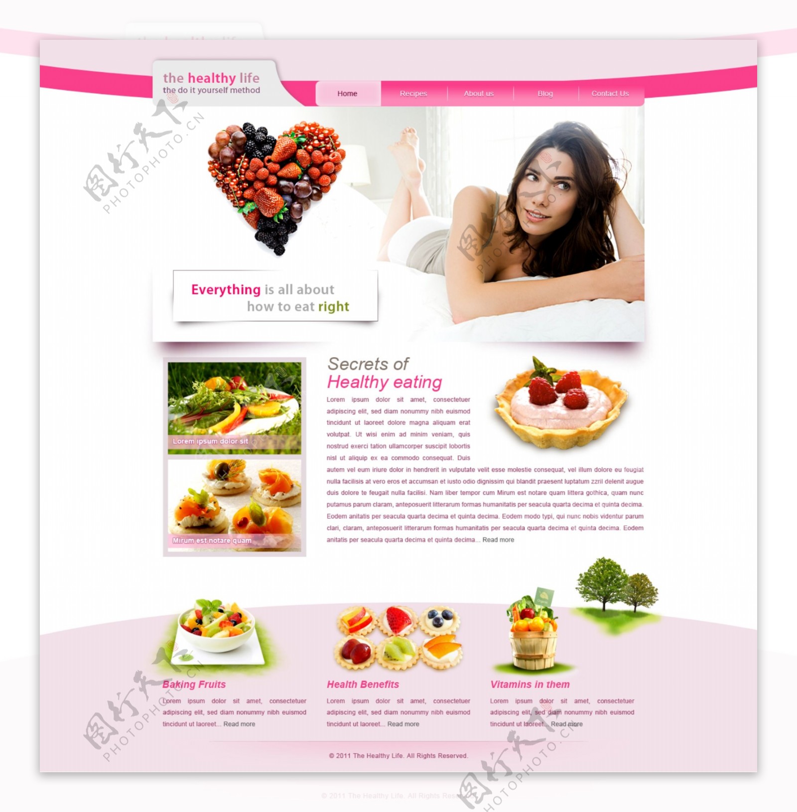 经典国外女性水果护肤网站PSD分层素材