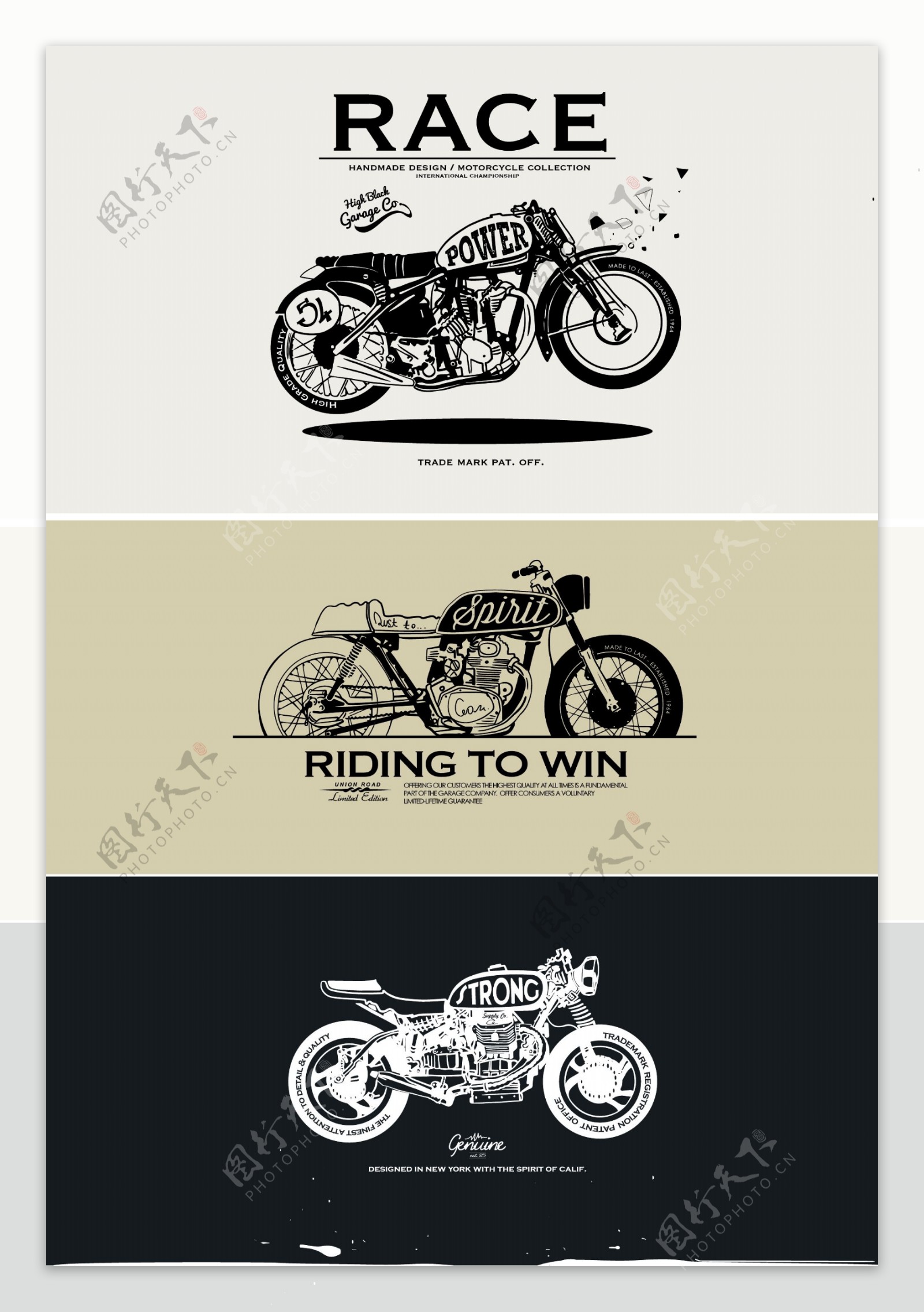 摩托车复古海报创意矢量图形06
