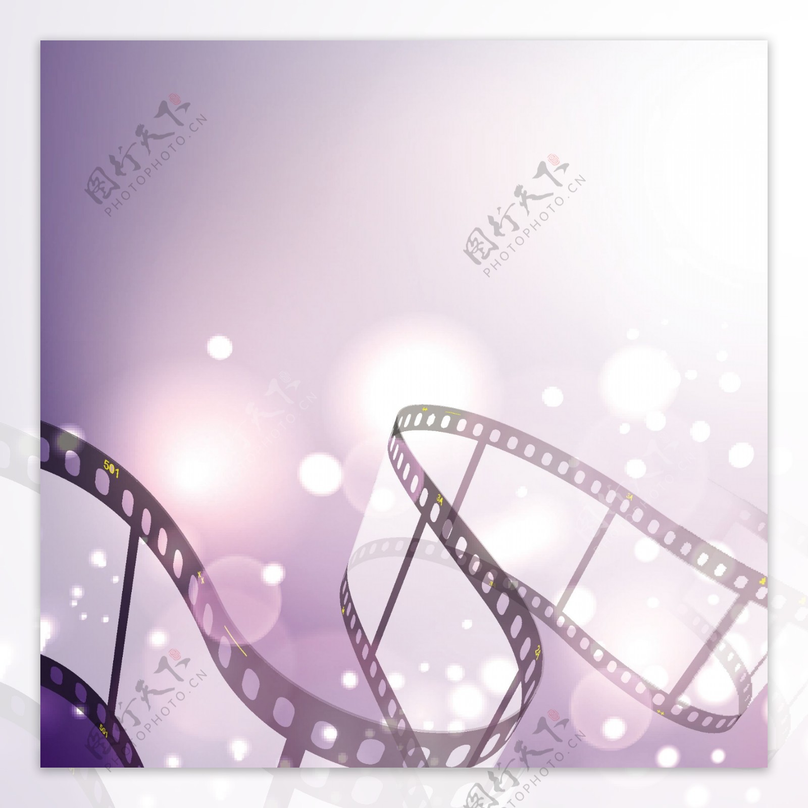 电影胶片卷轴上闪亮的紫色条纹或电影背景10