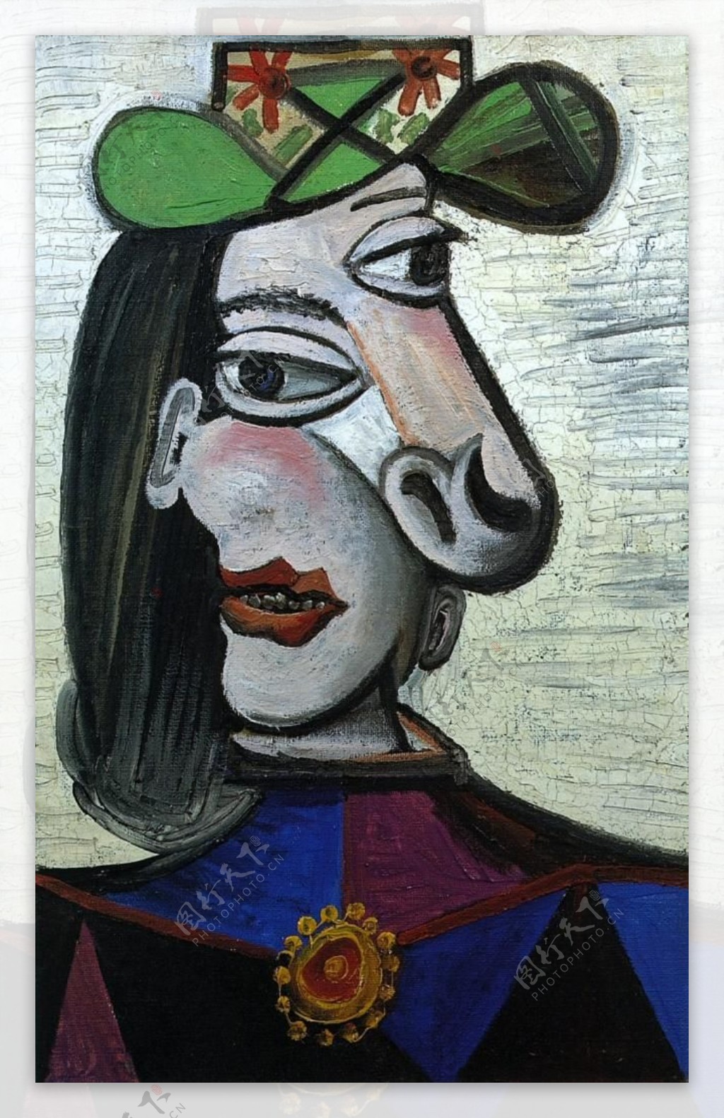 1941Femmeauchapeauvertetbroche西班牙画家巴勃罗毕加索抽象油画人物人体油画装饰画