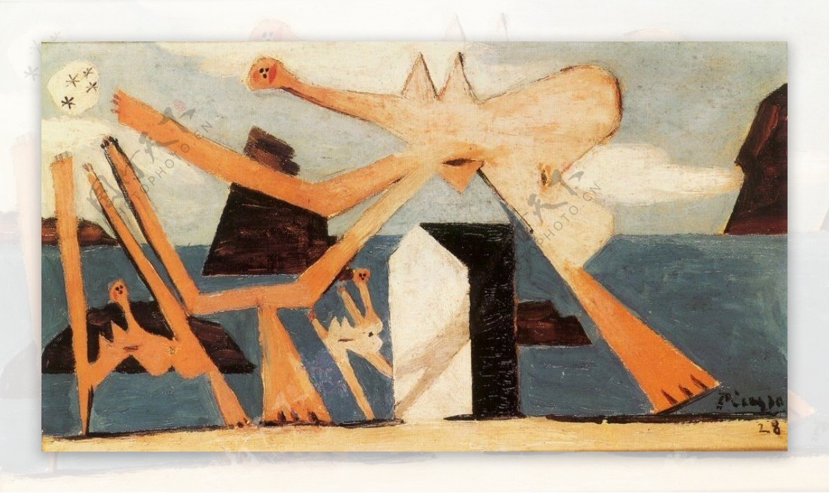 1928Baigneusesauballon1西班牙画家巴勃罗毕加索抽象油画人物人体油画装饰画