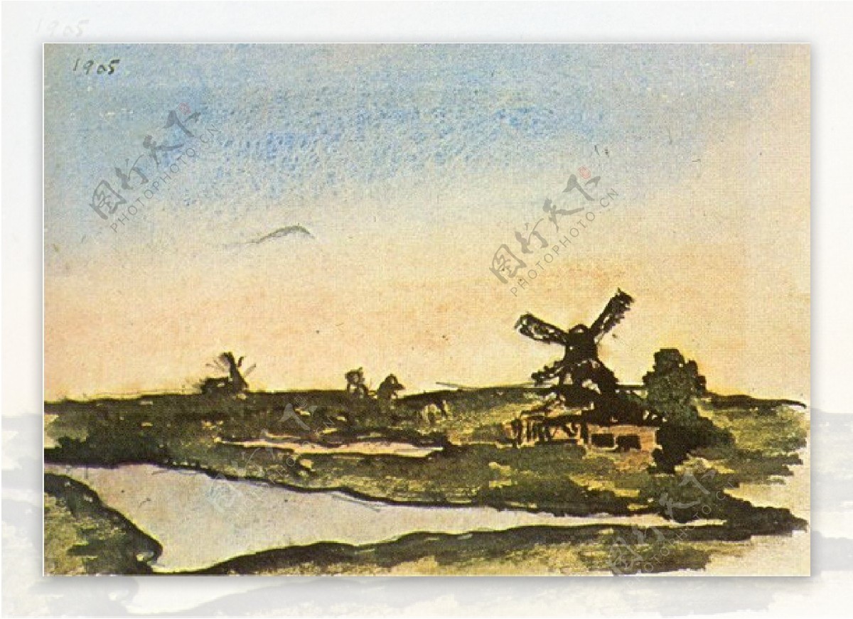 1905PaysagedanslesenvironsdeSchoorl西班牙画家巴勃罗毕加索抽象油画人物人体油画装饰画
