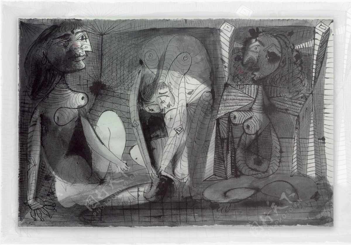 1938Troisfemmes西班牙画家巴勃罗毕加索抽象油画人物人体油画装饰画
