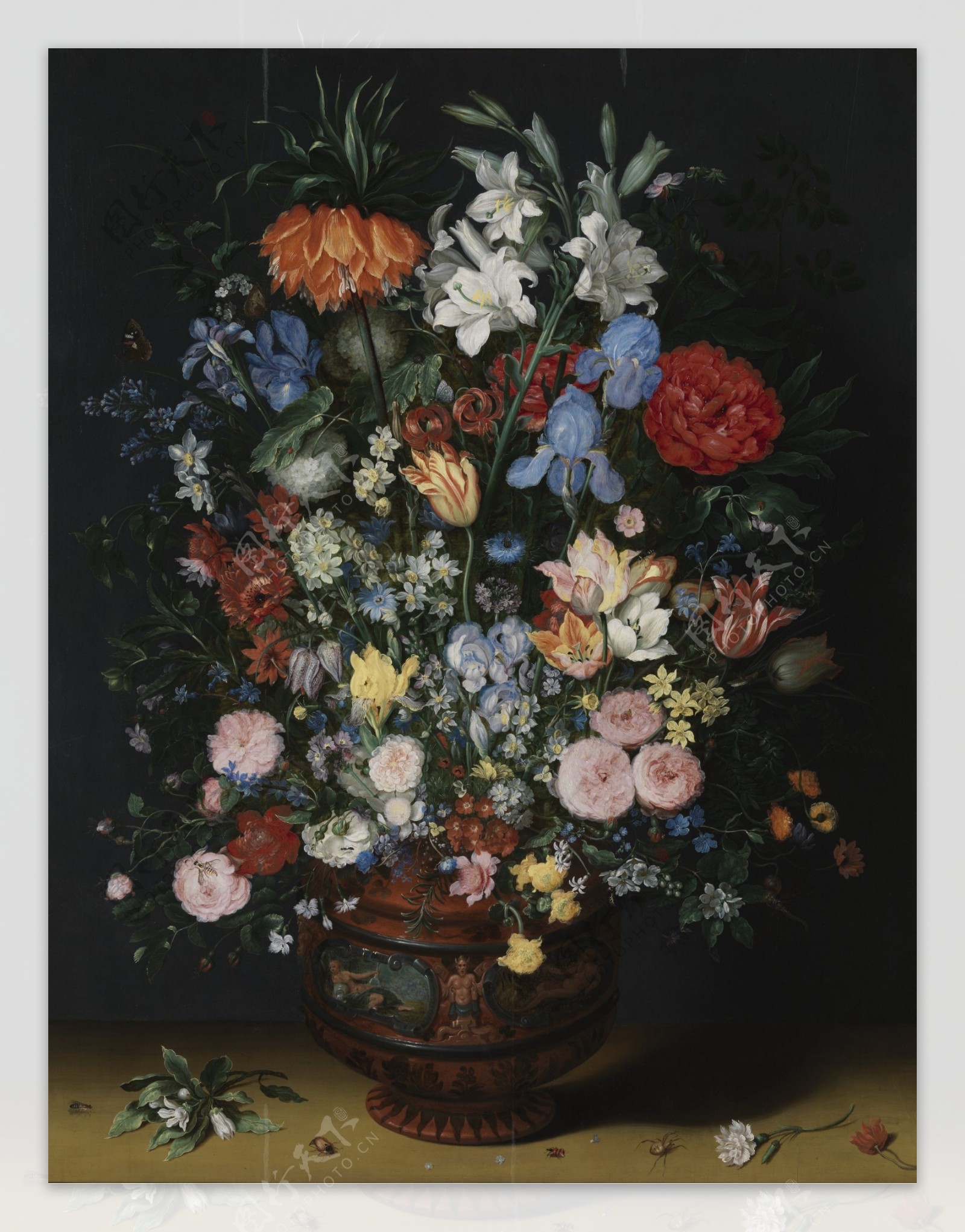 JanBrueghelIFlowersinavase花卉水果蔬菜器皿静物印象画派写实主义油画装饰画