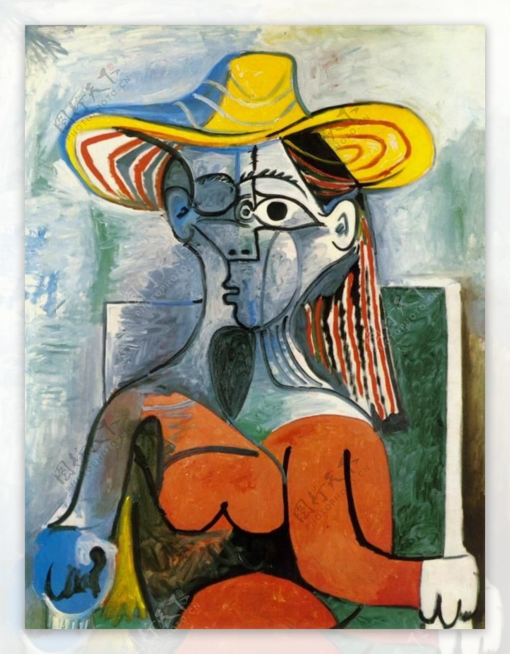 1962Bustedefemmeauchapeau西班牙画家巴勃罗毕加索抽象油画人物人体油画装饰画