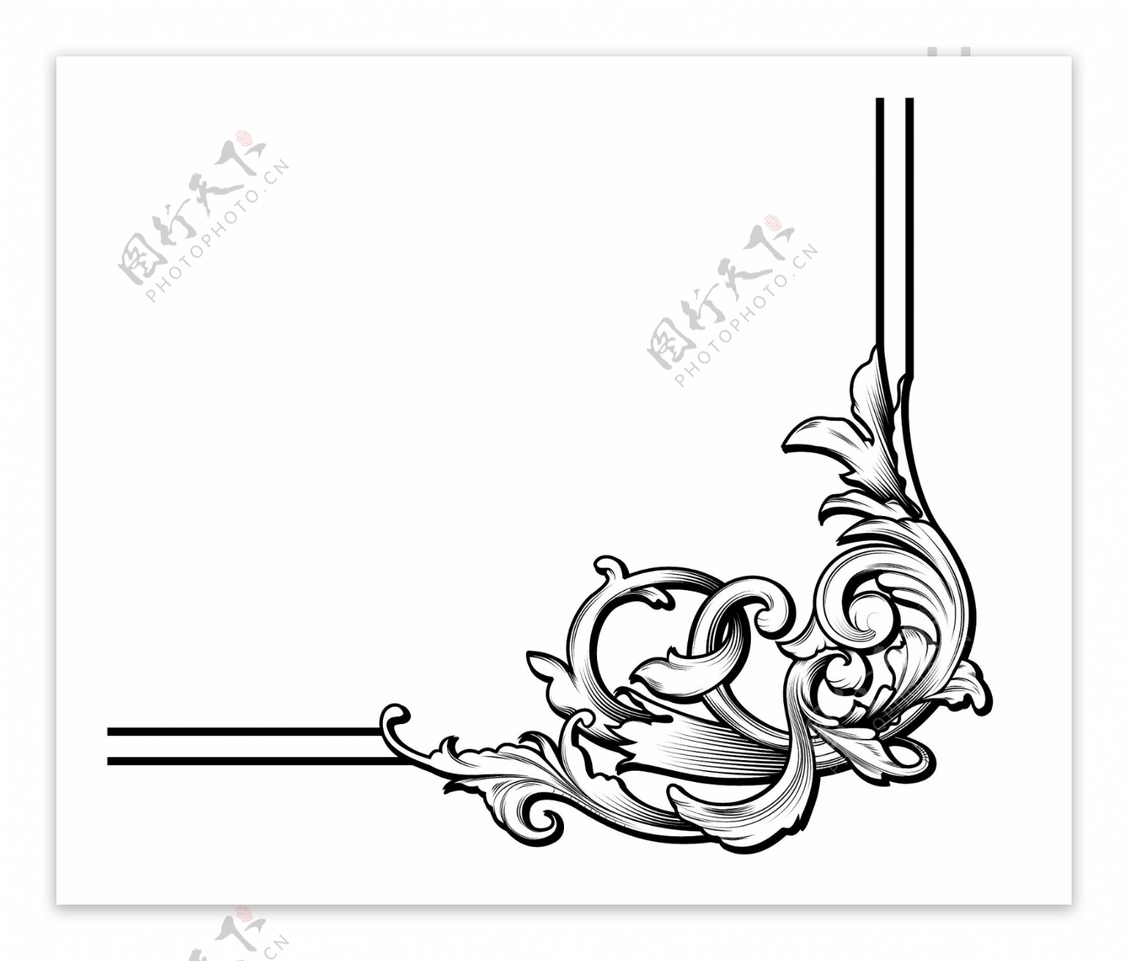 巴洛克风格的花卉元素矢量插图