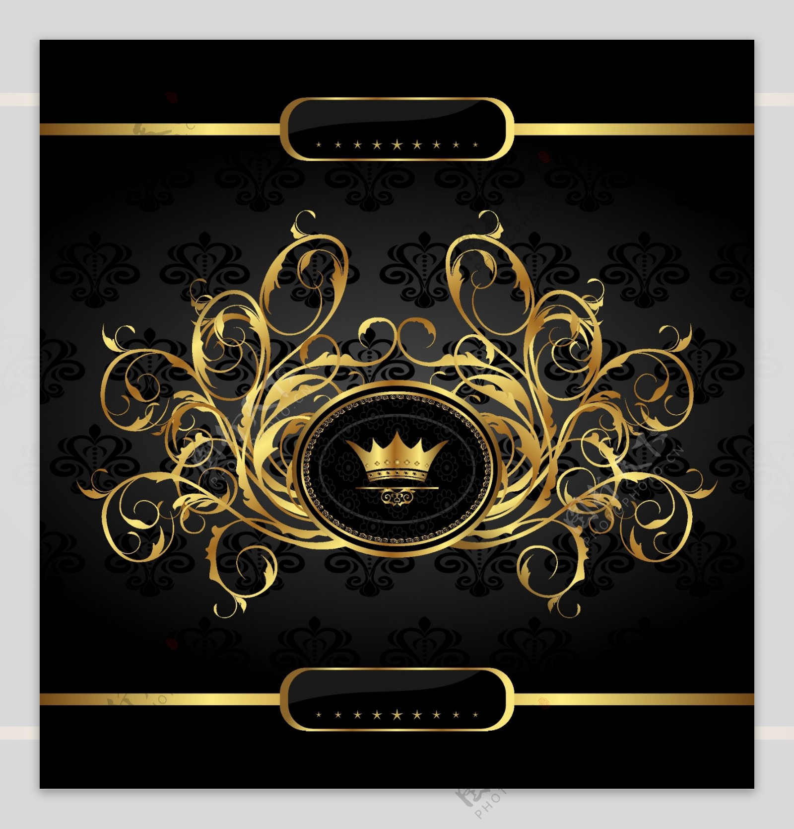 金色欧式花纹边框标签皇冠图片