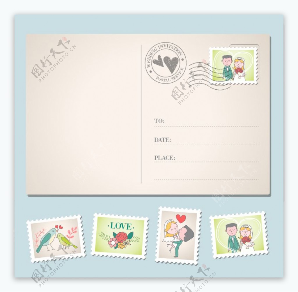 明信片与邮票模板