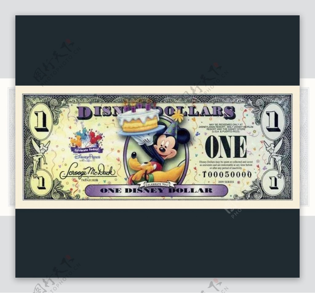 迪士尼纪念币1元正面图片