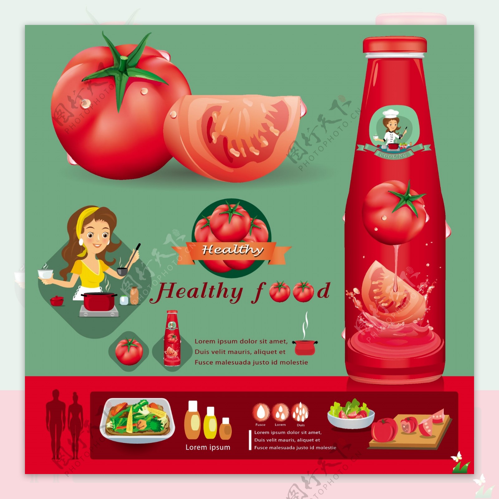 可爱的番茄汁广告