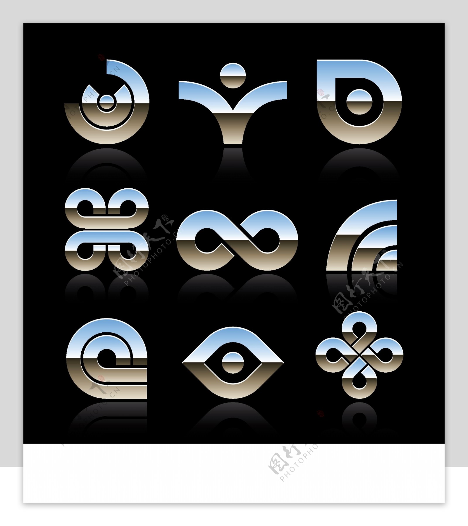 9铬的风格标志符号向量集
