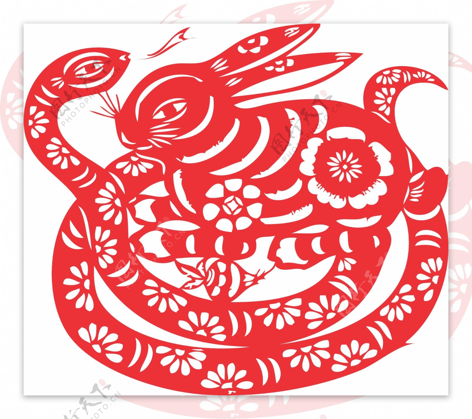 蛇盘兔-中国最美剪纸-图片