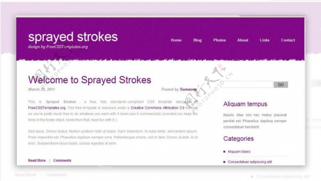 紫色喷杆简洁网页模板