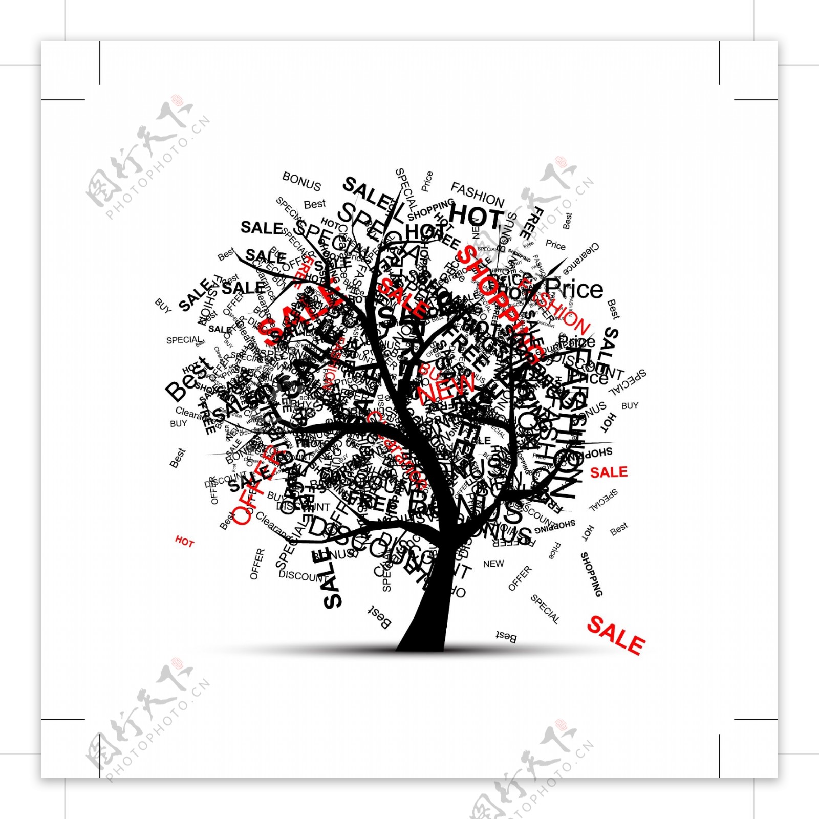 销售字母花纹树木图片