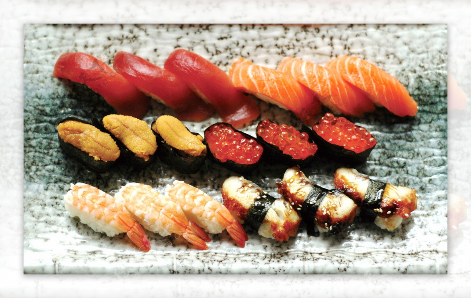 日式料理综合寿司拼盘摄影高清图片素材