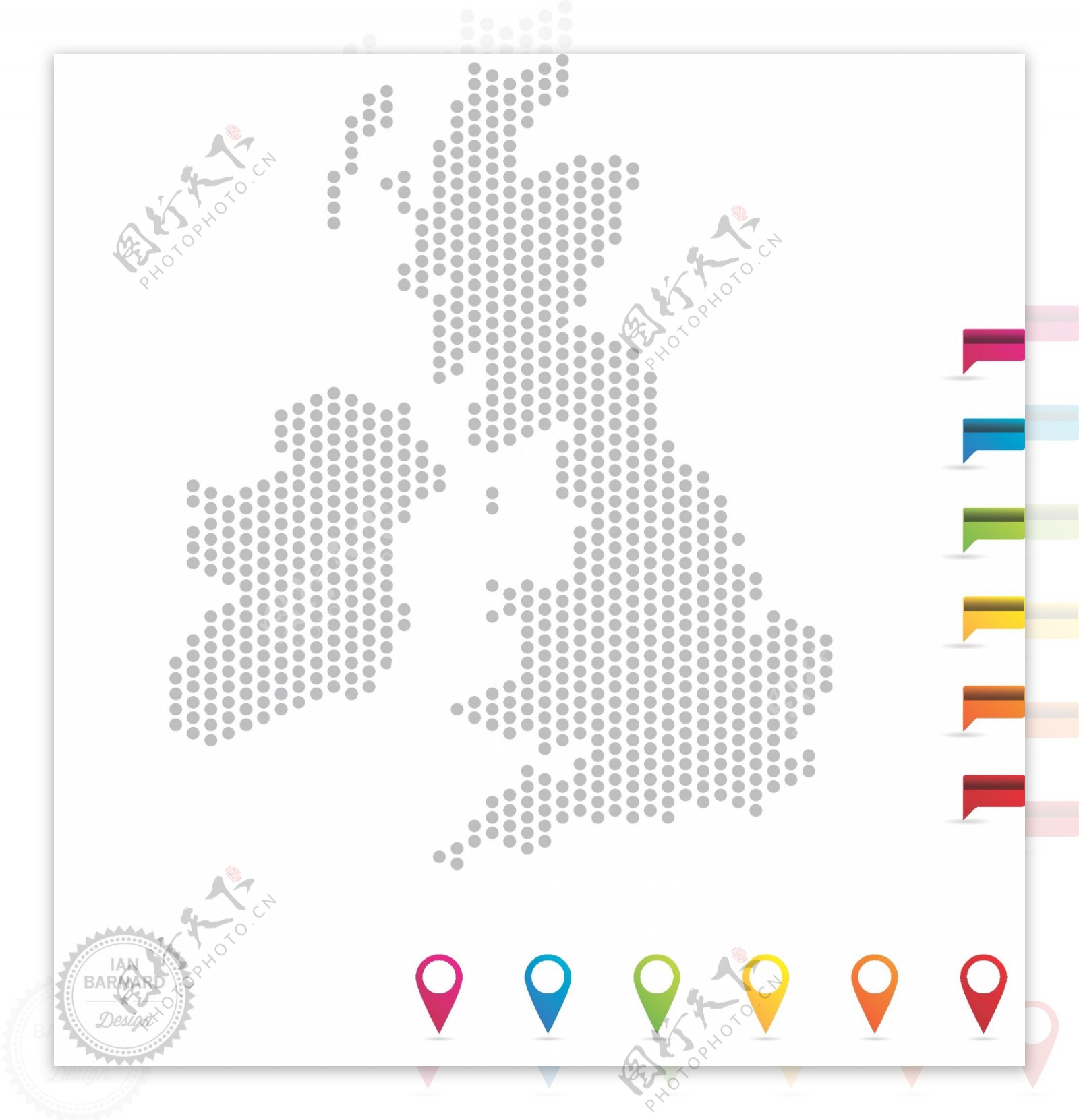 星罗棋布的英国地图12地图指针向量集