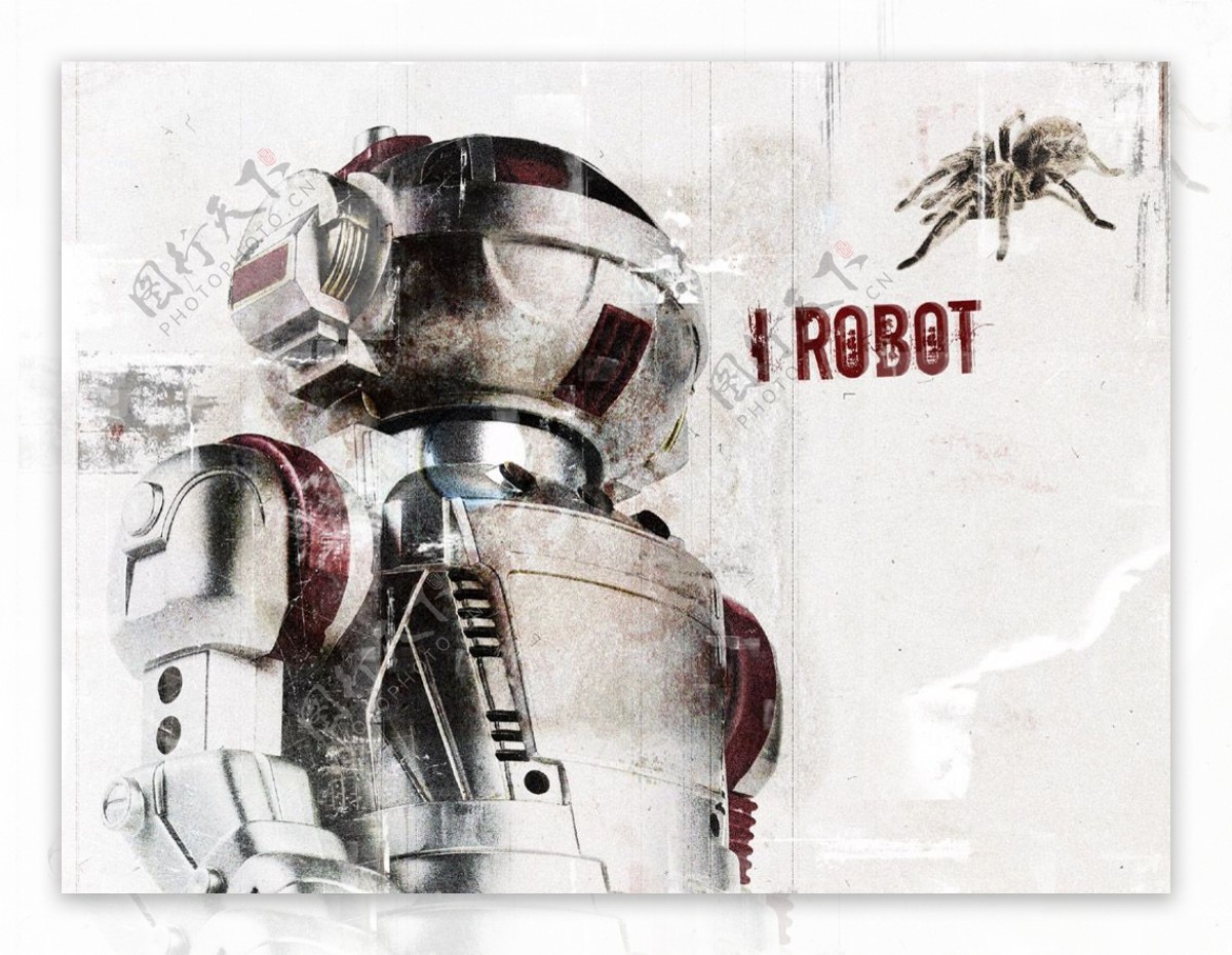 蚀刻感机器人与昆虫怀旧潮流插画图片