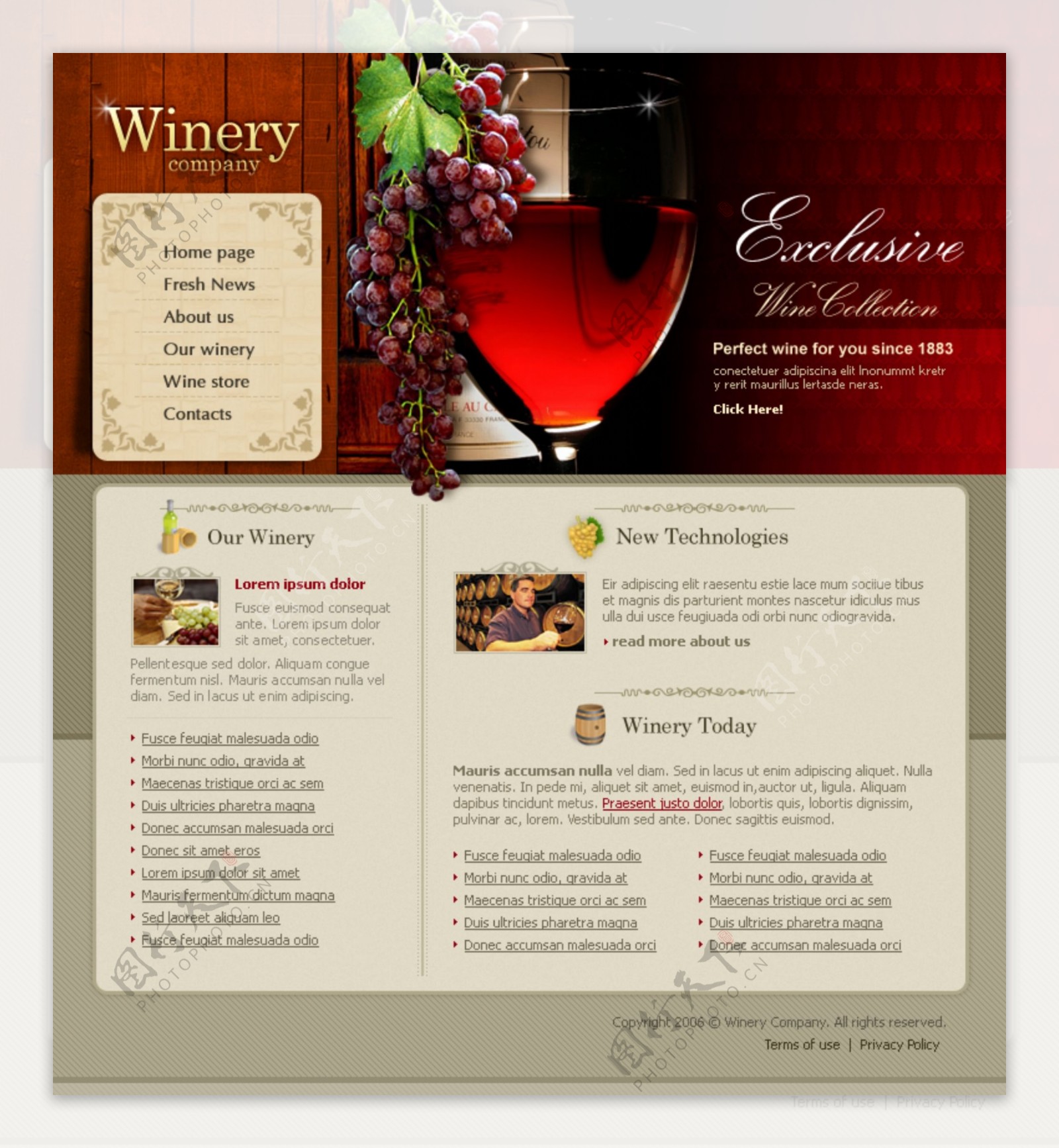 清醇的葡萄酒网站界面欧美网页模板4ouwinery图片