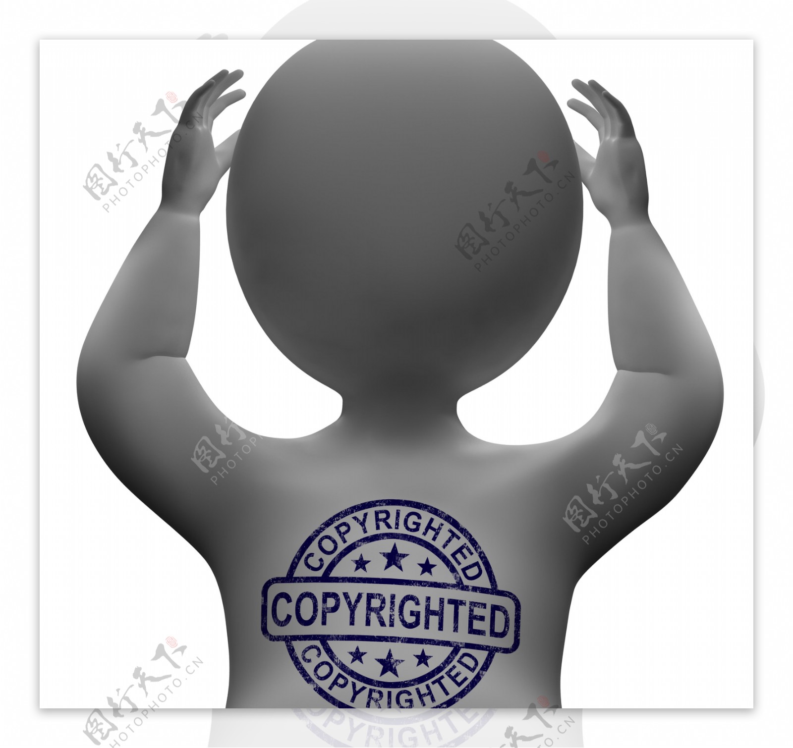 版权所有人展示专利或商标的邮票