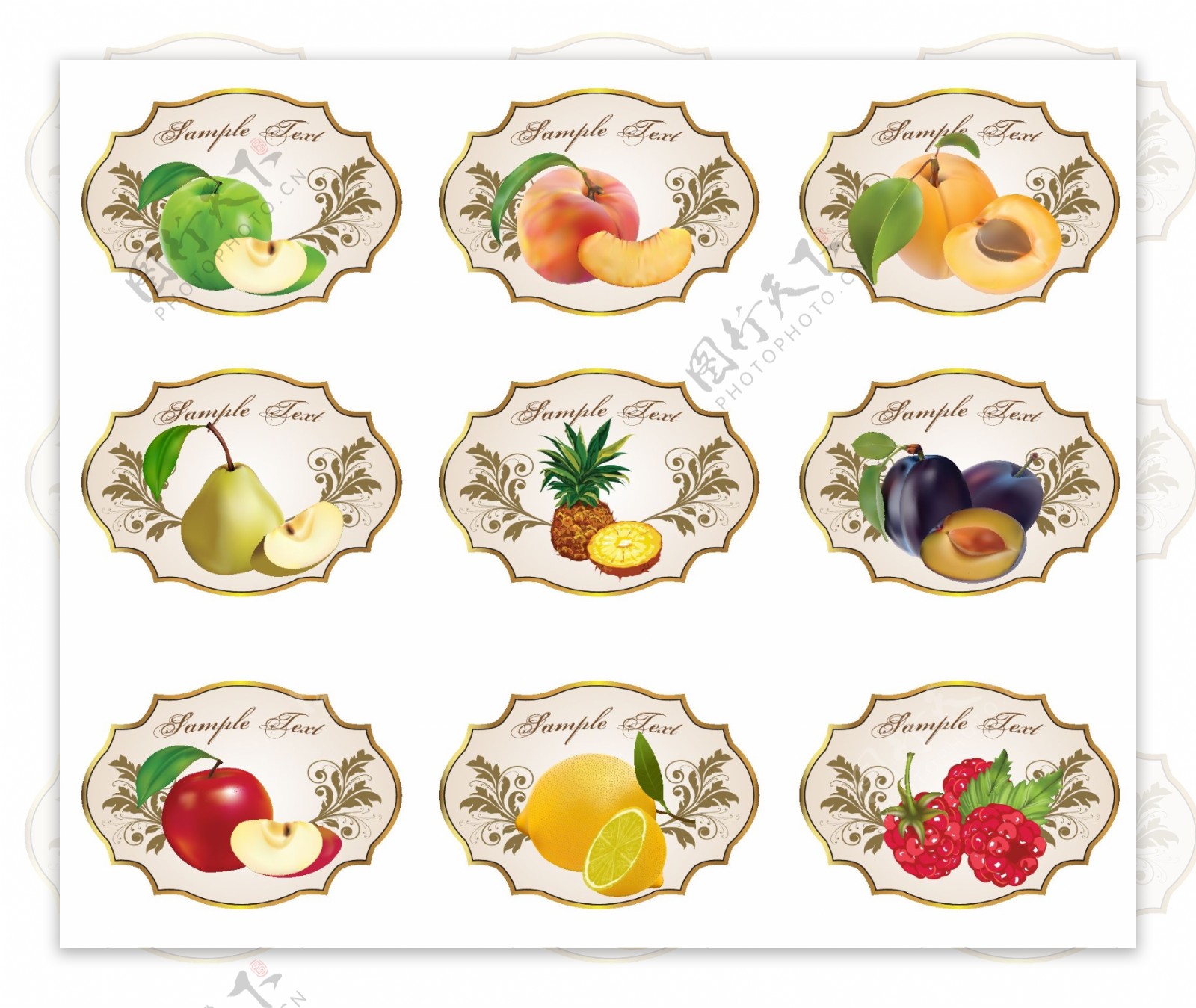 欧式水果标签label图片