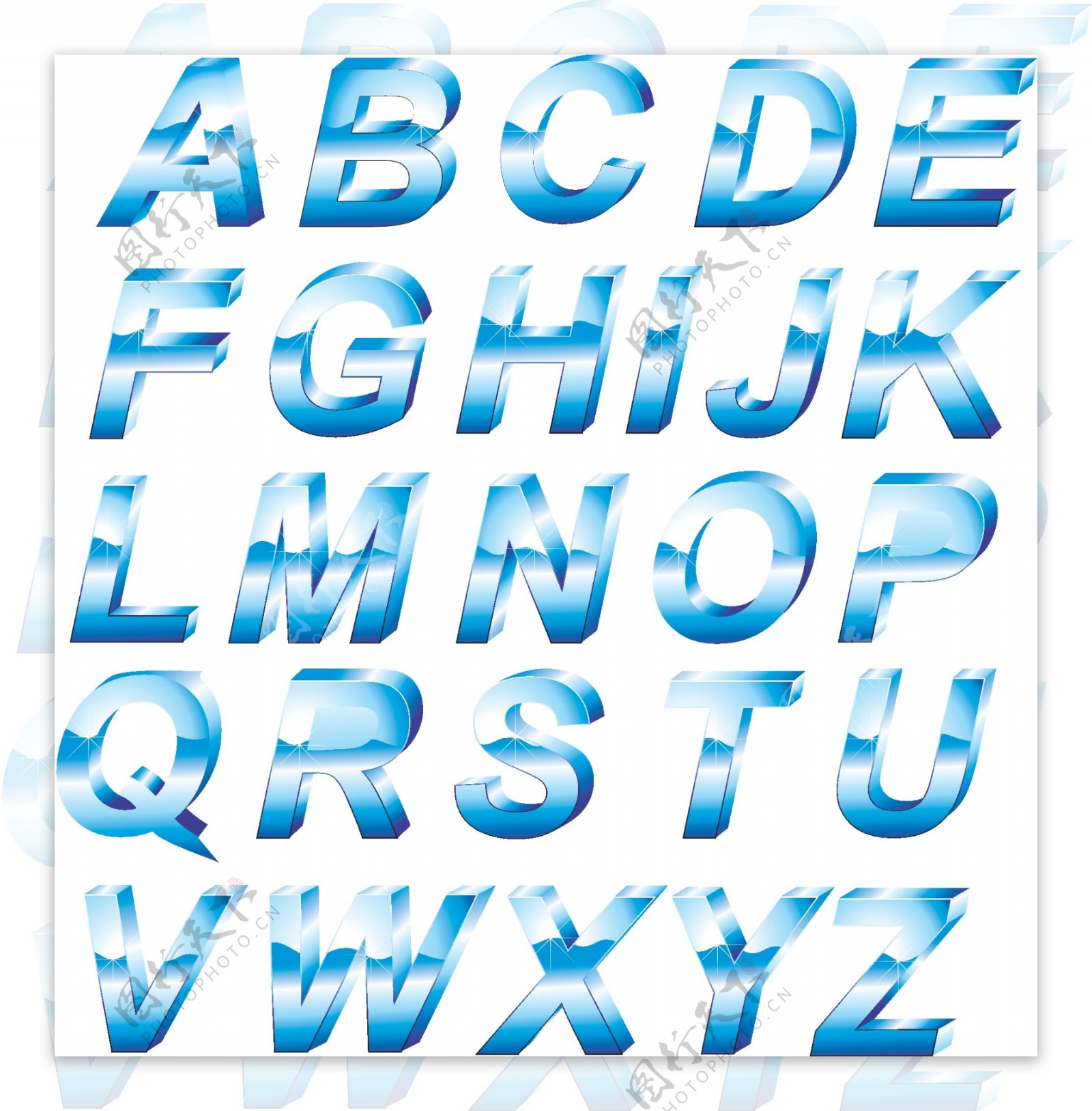 蓝色水晶字母图片