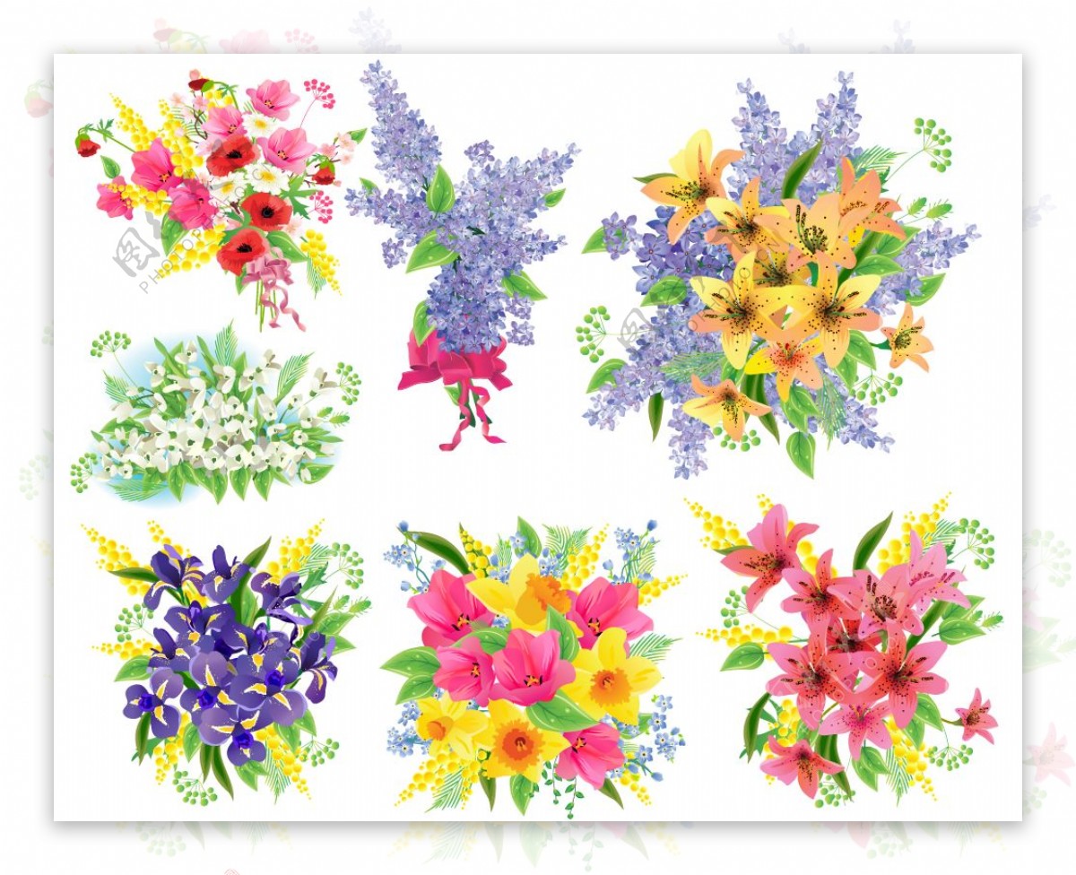 矢量素材多款鲜花花束图片