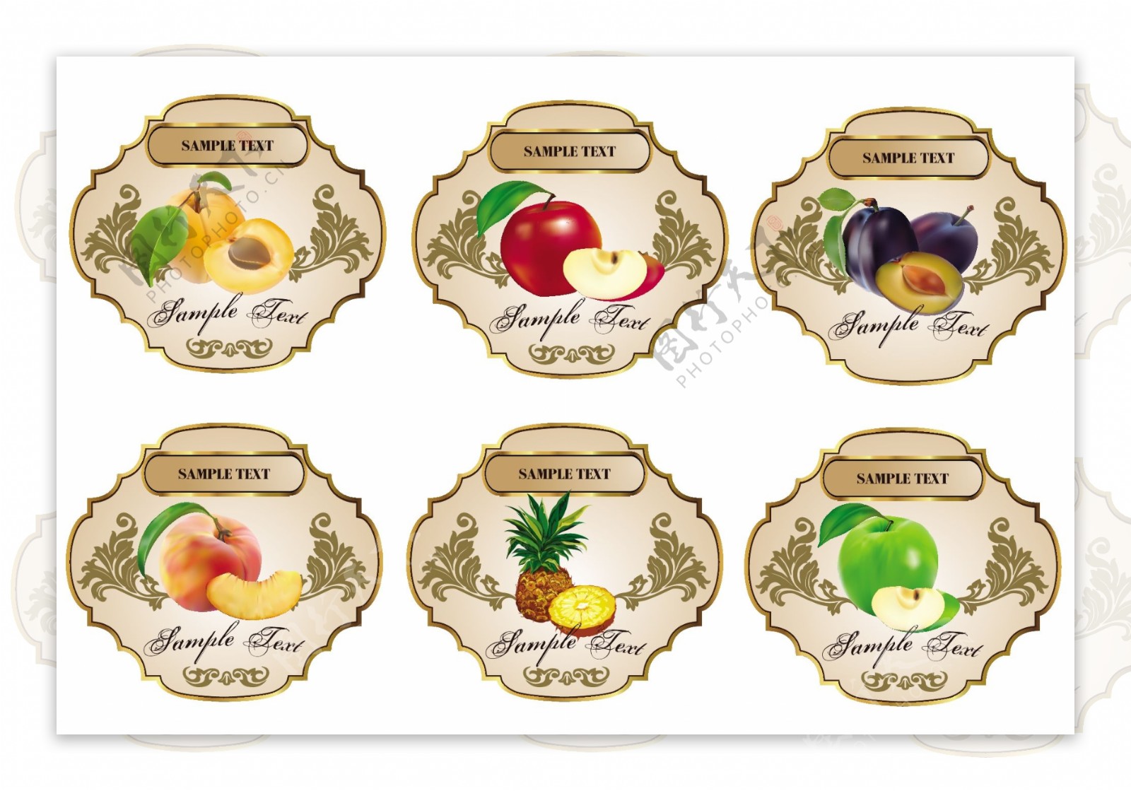 欧式水果标签label图片