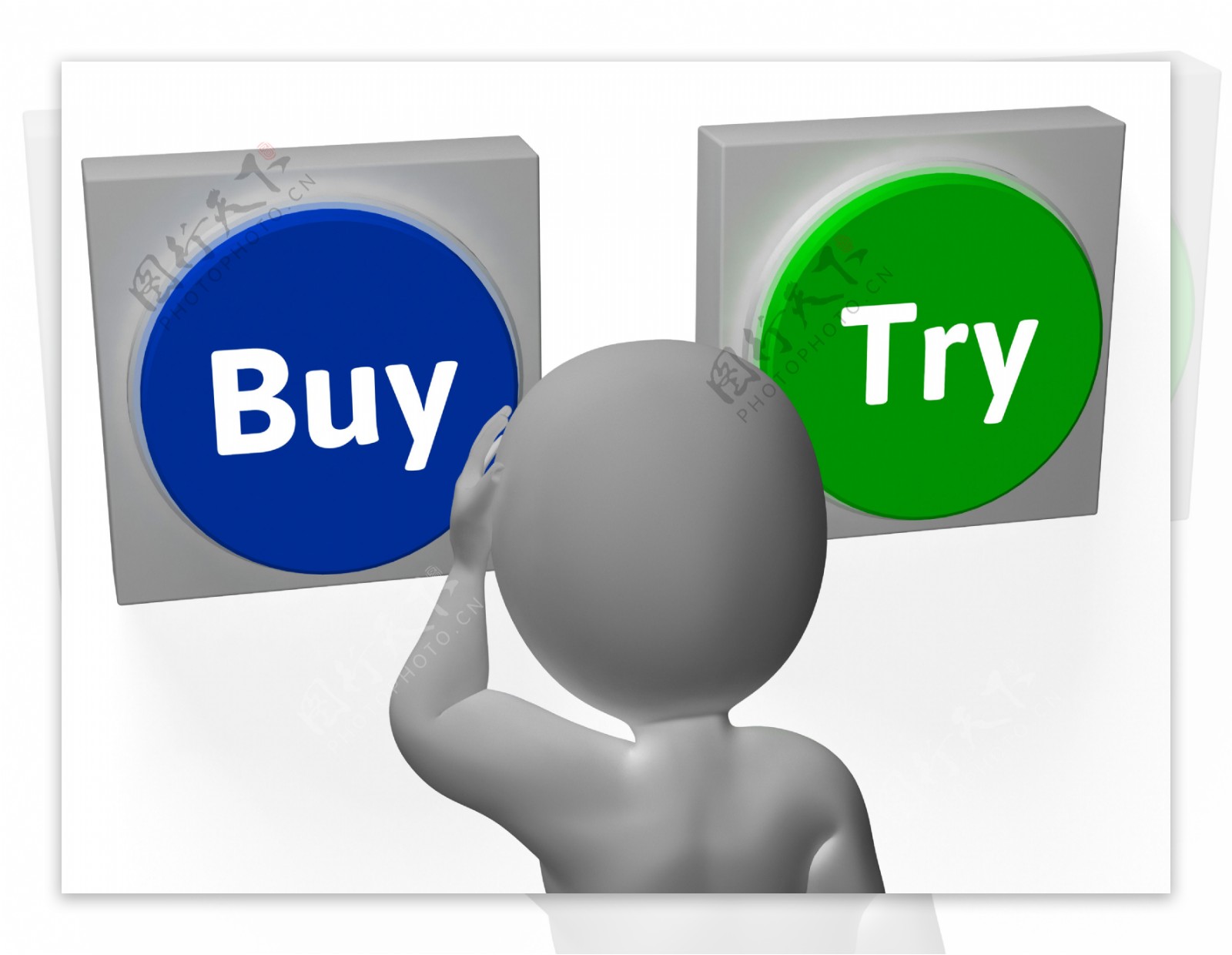 购买按钮显示买方购买决策的尝试