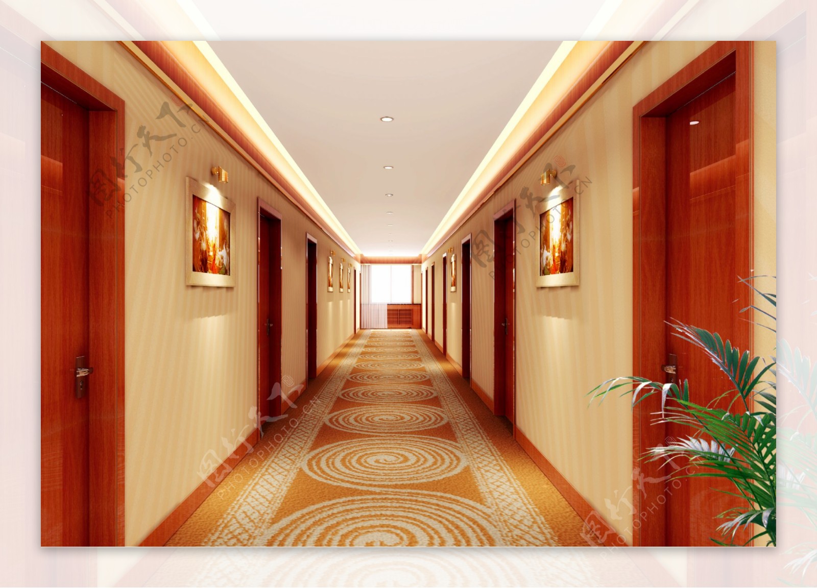 现代酒店走廊客房 - 效果图交流区-建E室内设计网