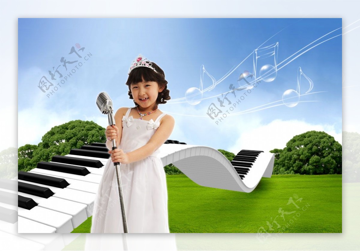小小歌手歌唱未来黑白琴键