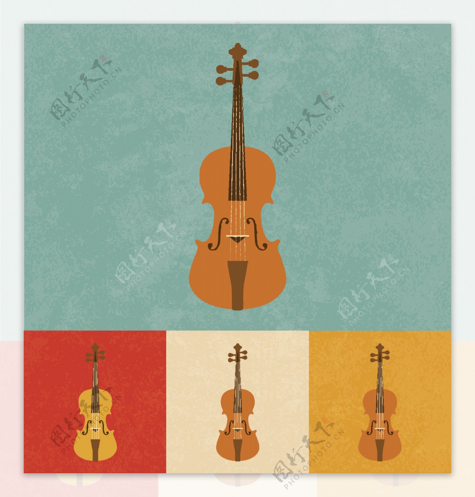 复古的图标小提琴