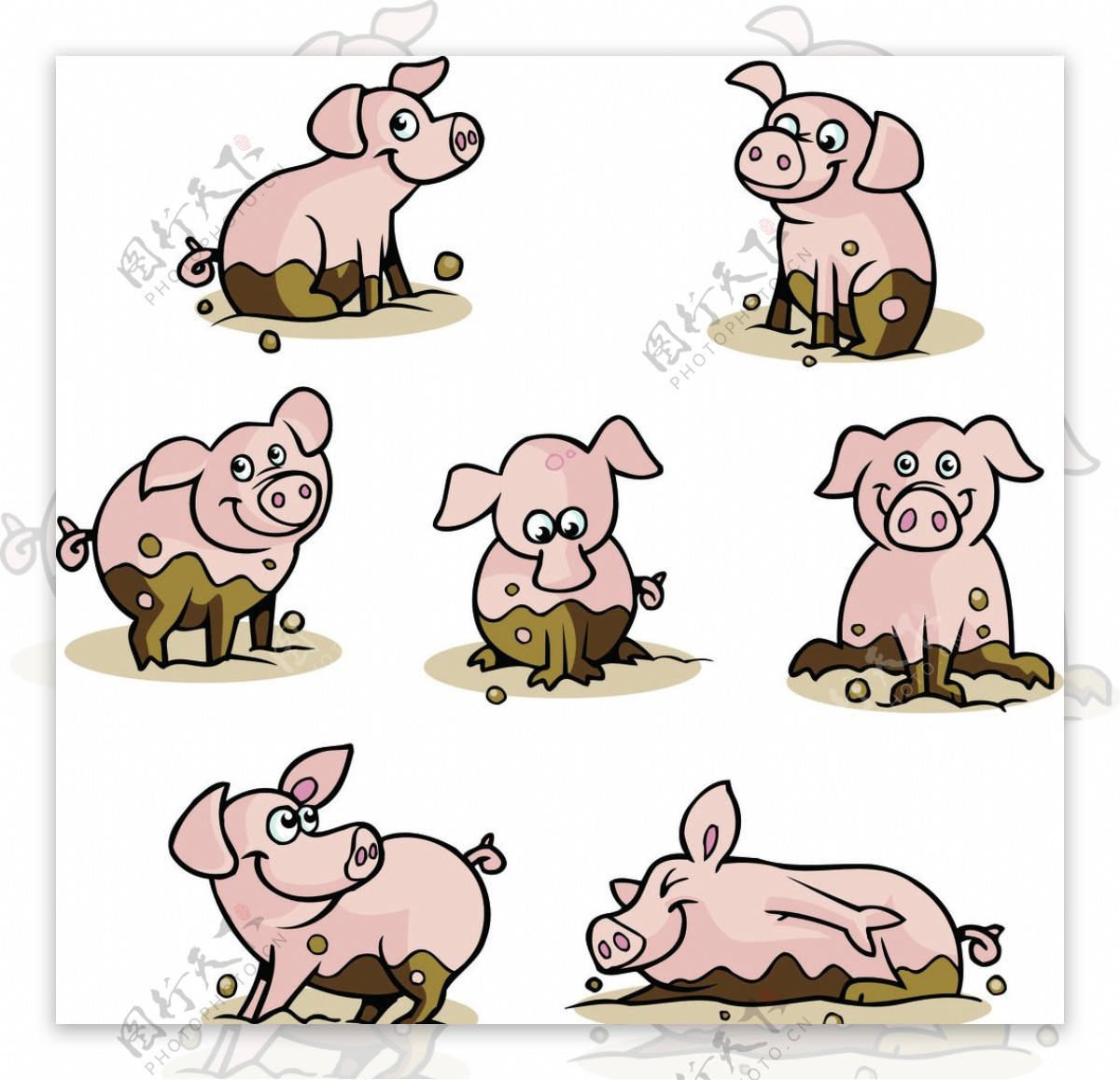 卡通猪矢量素材图片
