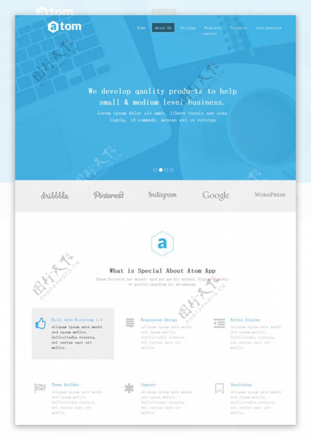 蓝色设计公司网站模板图片