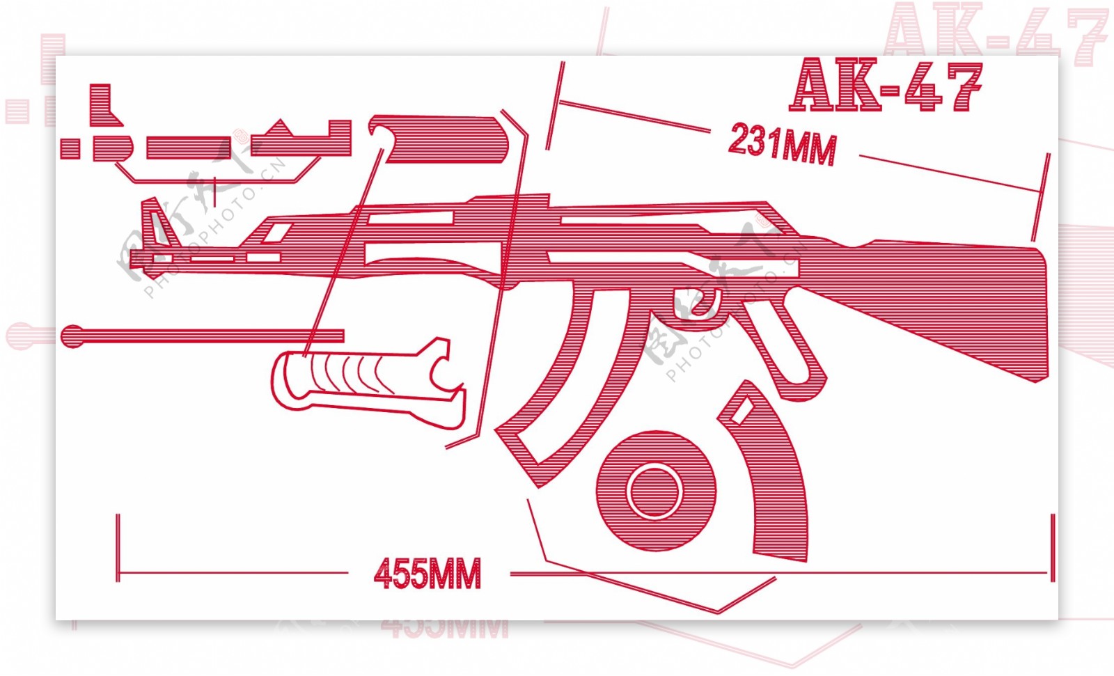 AK47矢量结构剖视图图片