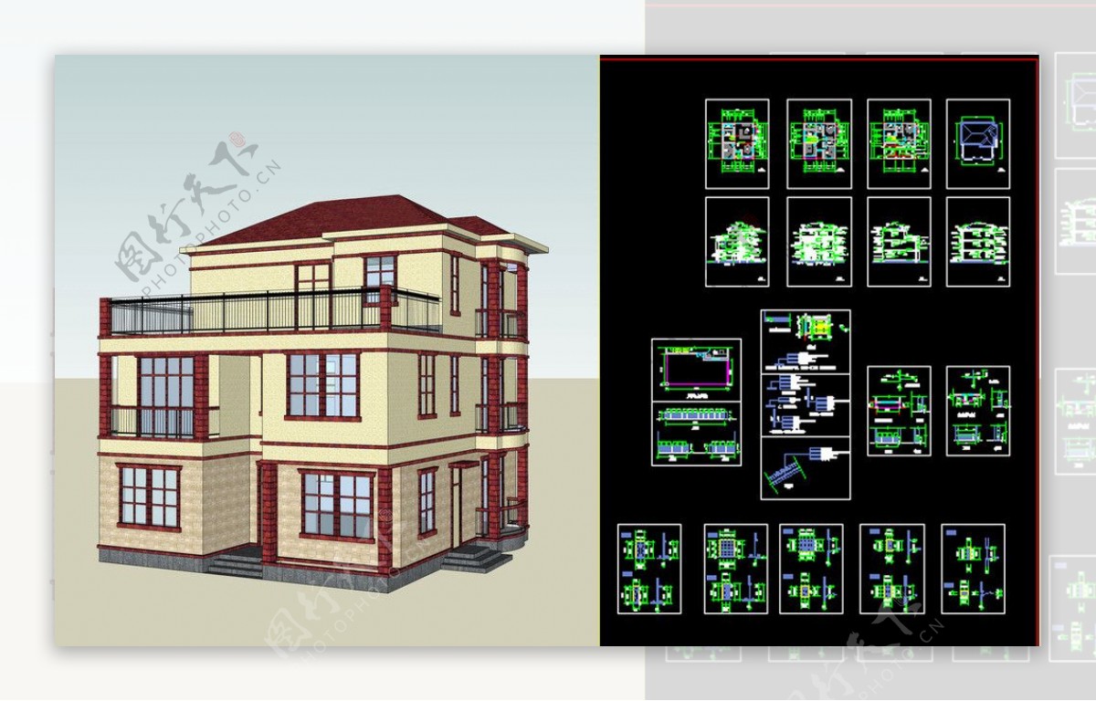 新农村实用别墅CAD图片