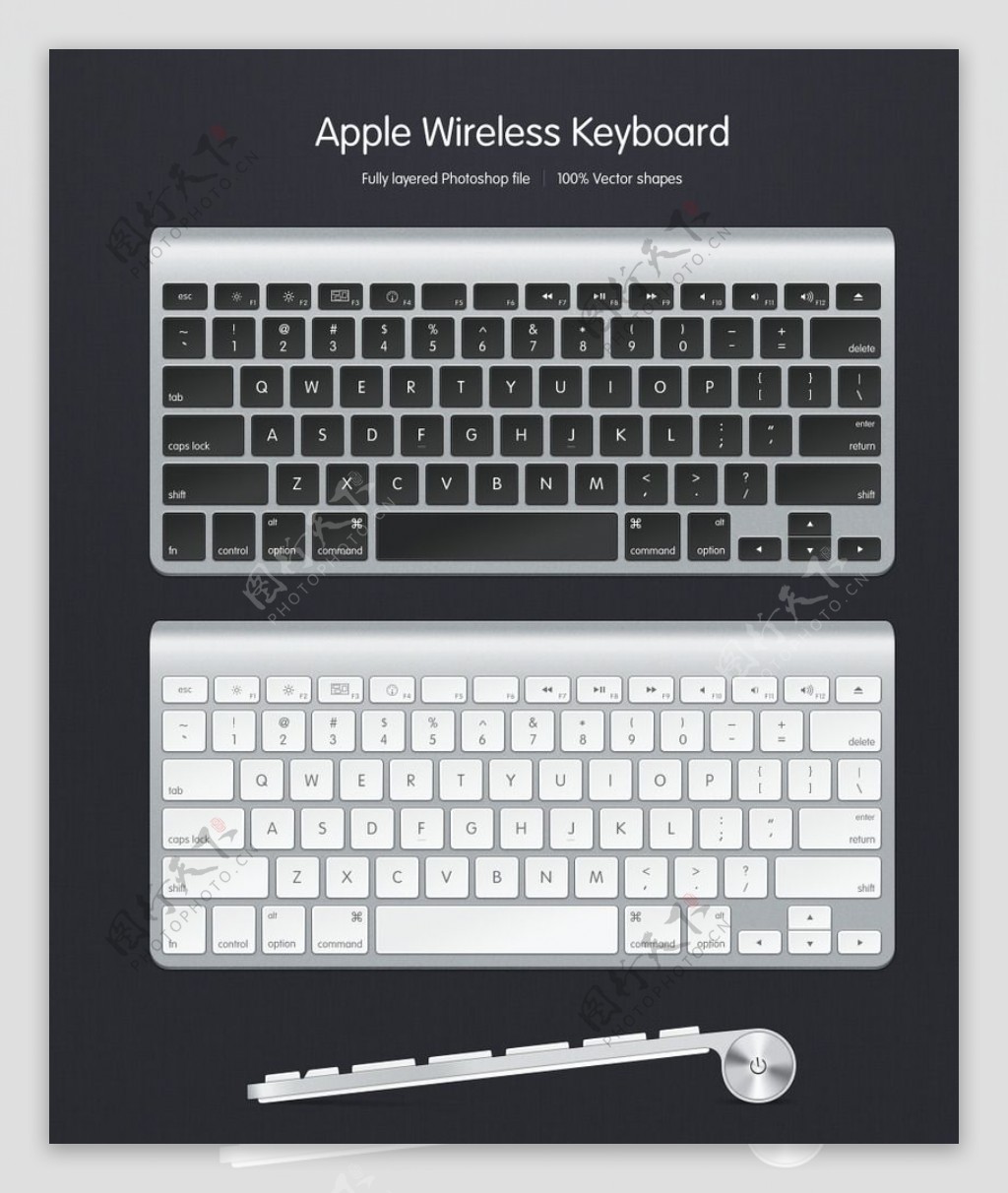 苹果电脑键盘黑白两色图片