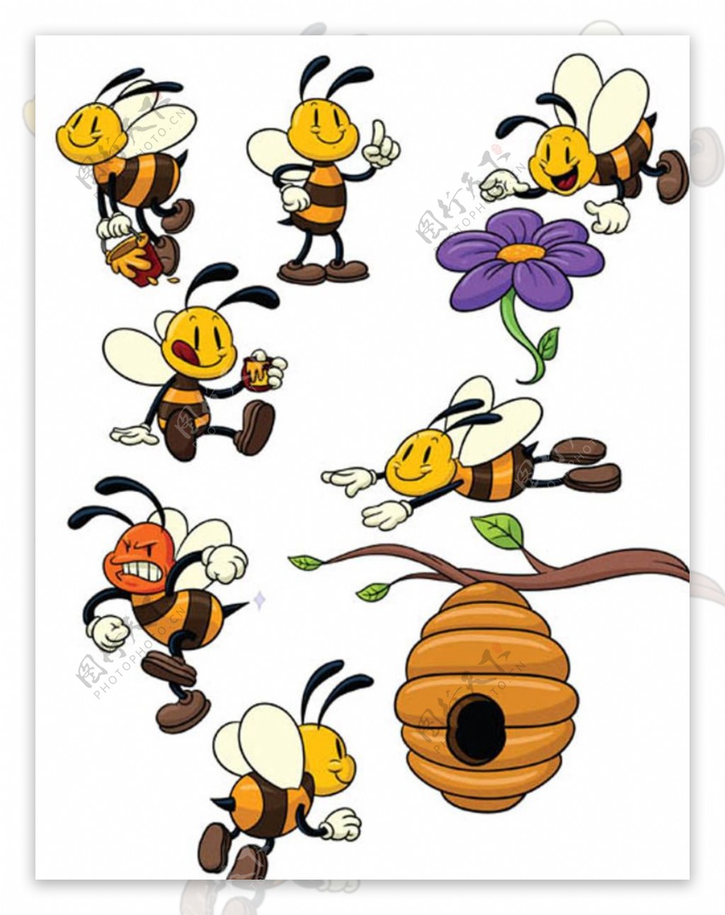 蜜蜂卡通矢量图图片