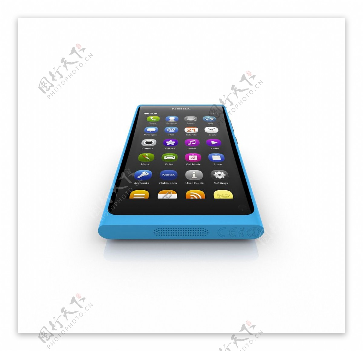诺基亚N9手机蓝色平置图片