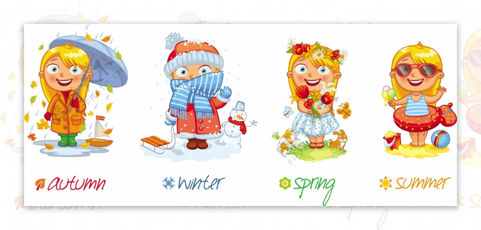 卡通春夏秋冬四季图片素材-编号07944623-图行天下