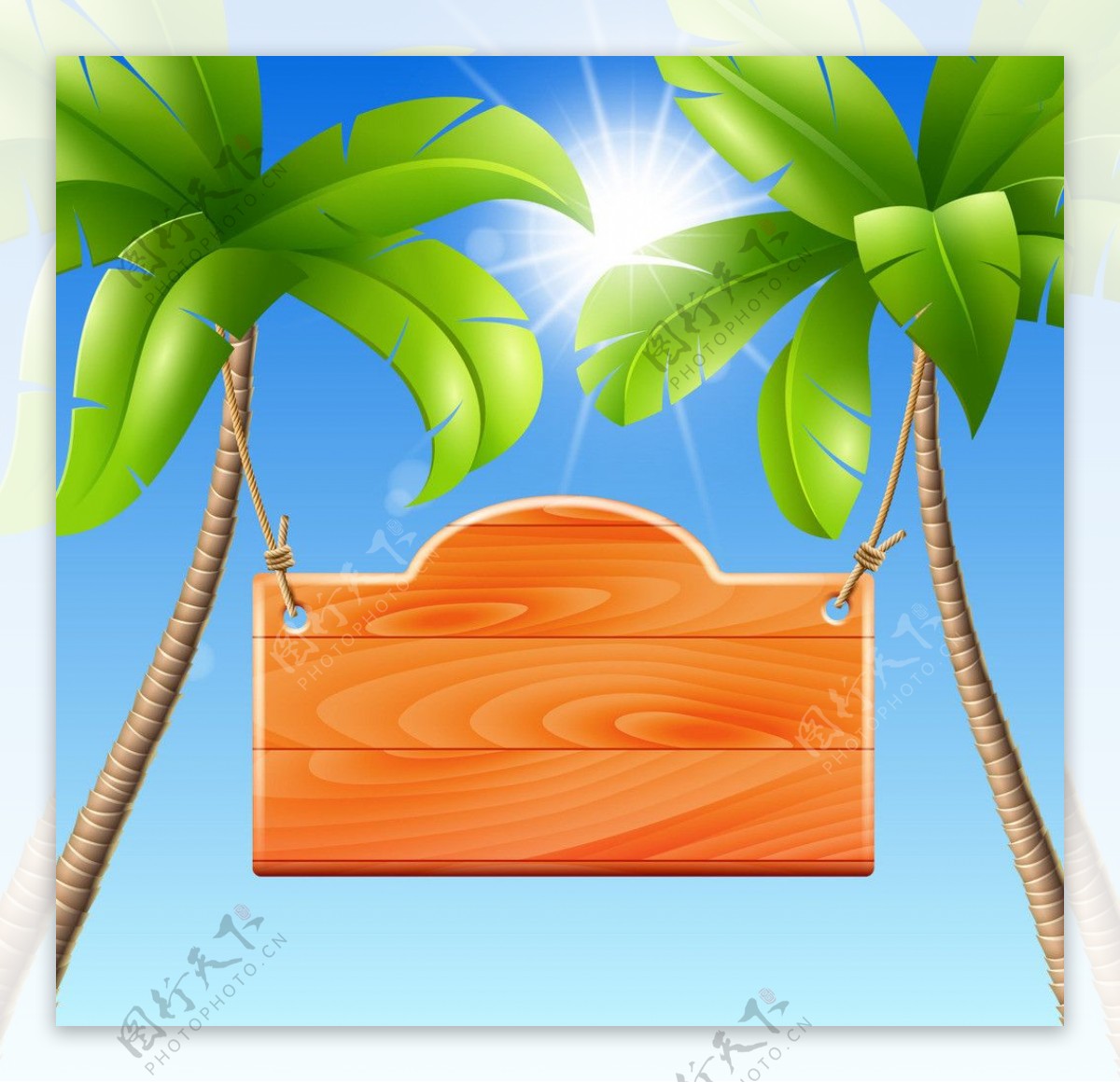 卡通热带椰树主题提示图片