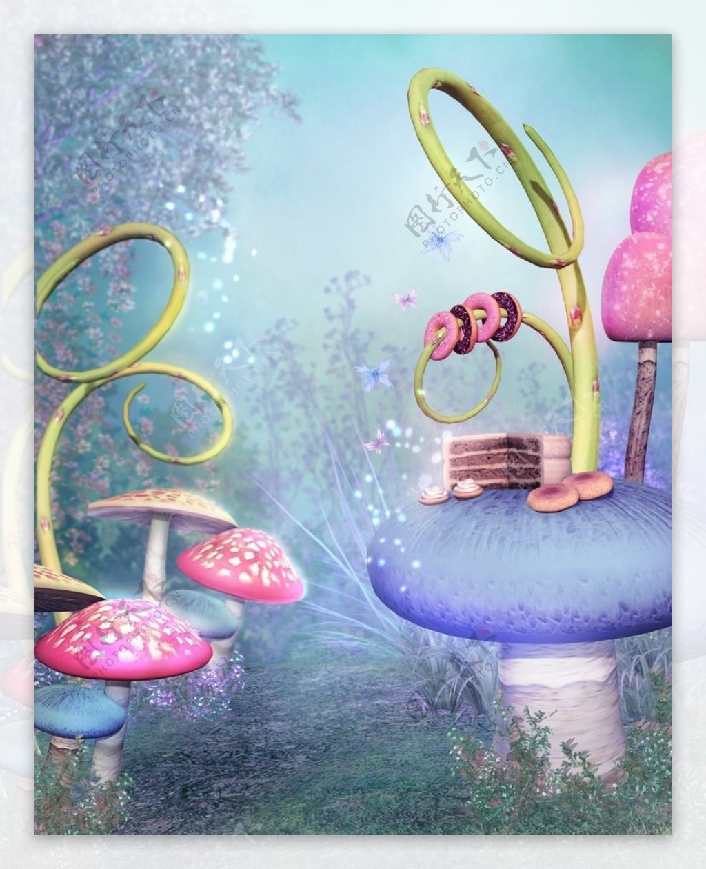可爱梦幻蘑菇图片