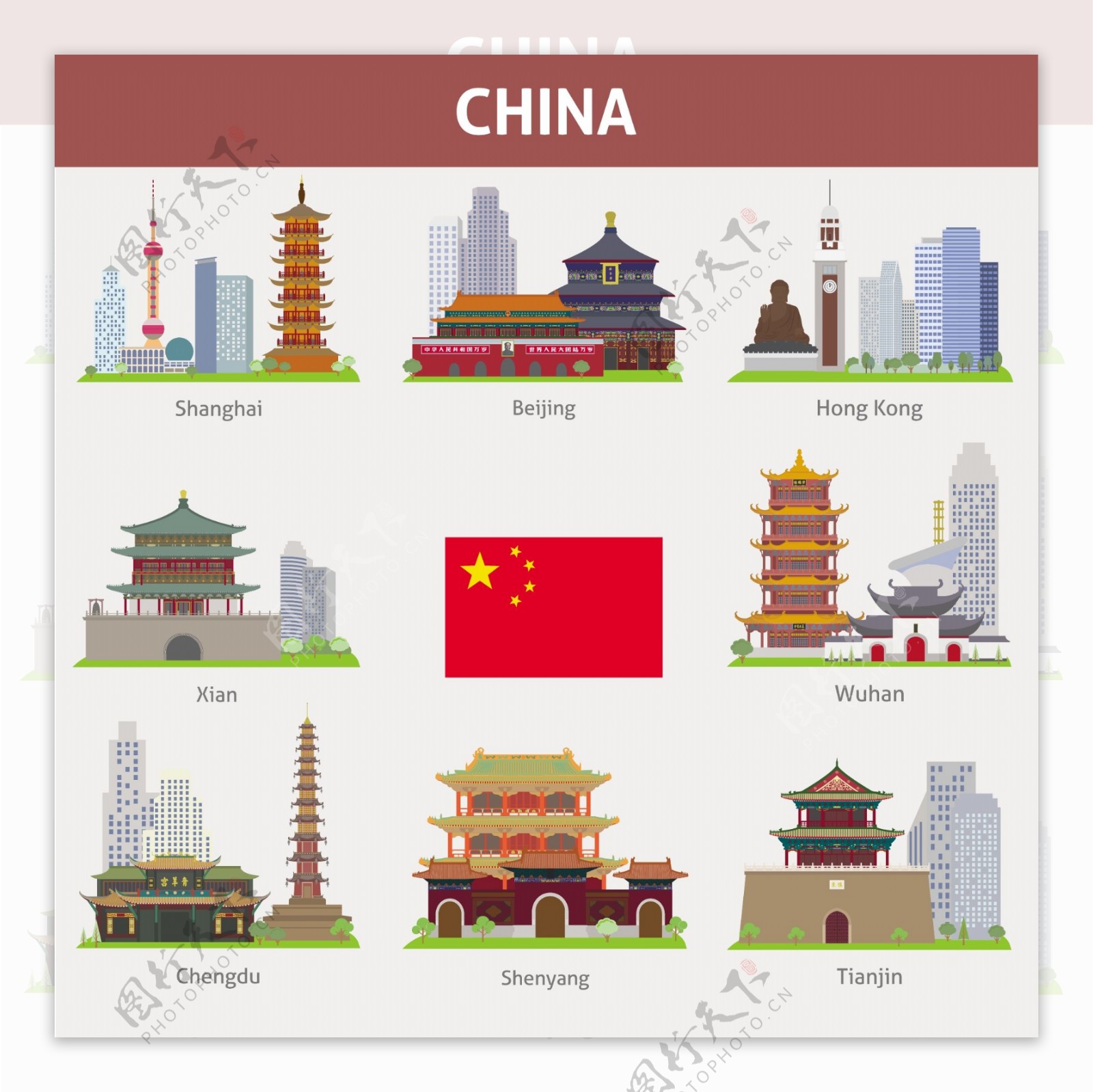 中国著名的城市地标建筑图片