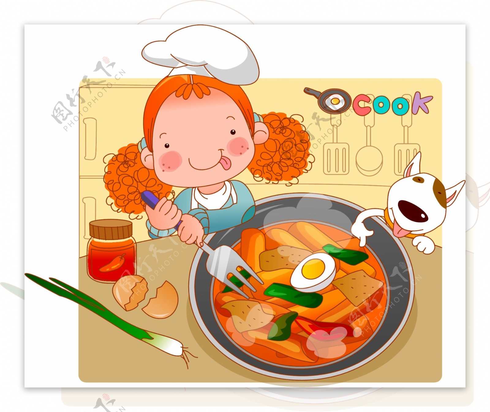 卡通小孩吃饭图片素材免费下载_觅知网