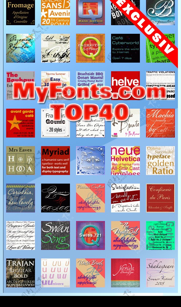 著名字体网站MyFonts排名前40位字体包.TOP40.MyFonts.com