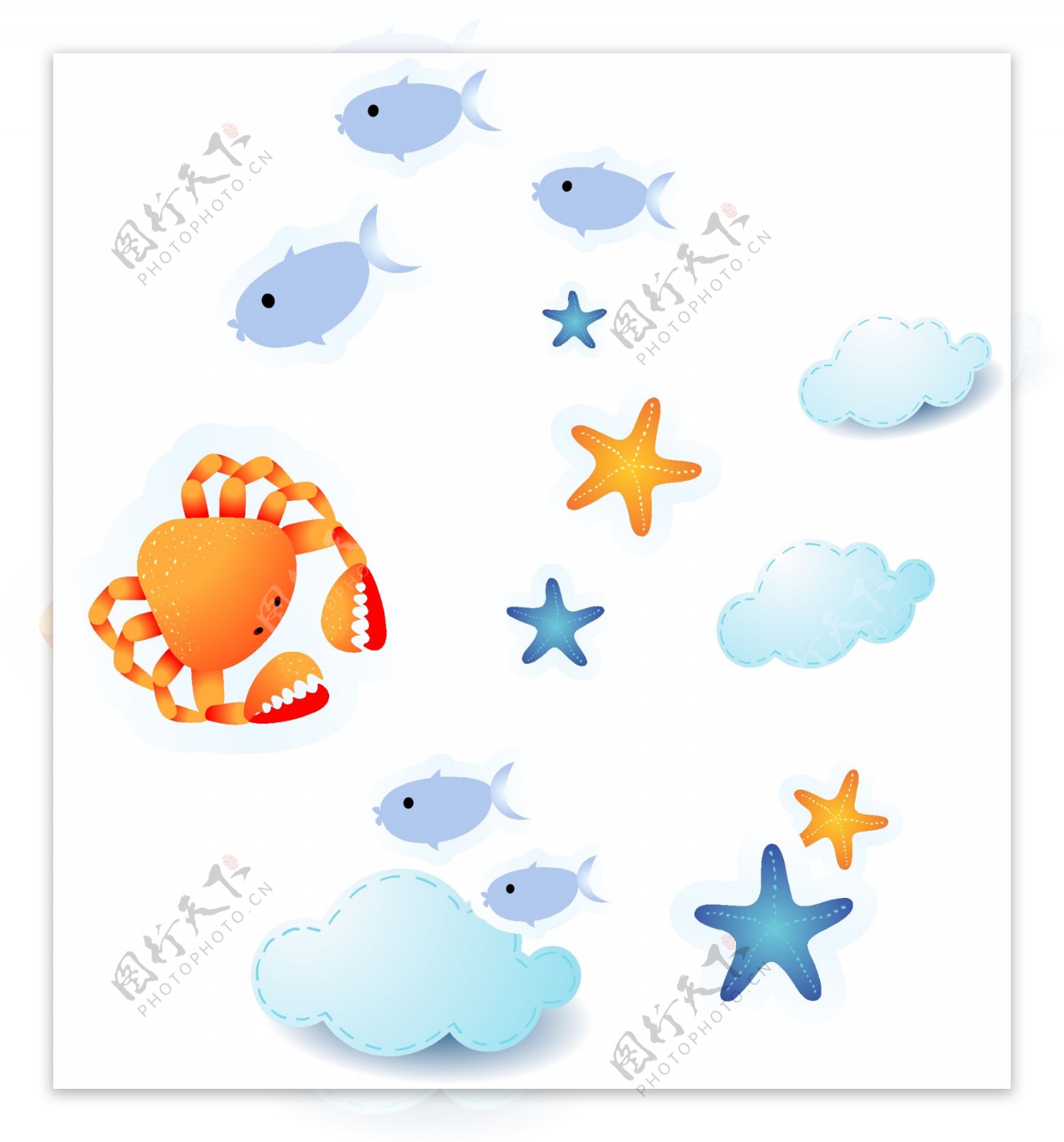 鱼云彩海五星图片