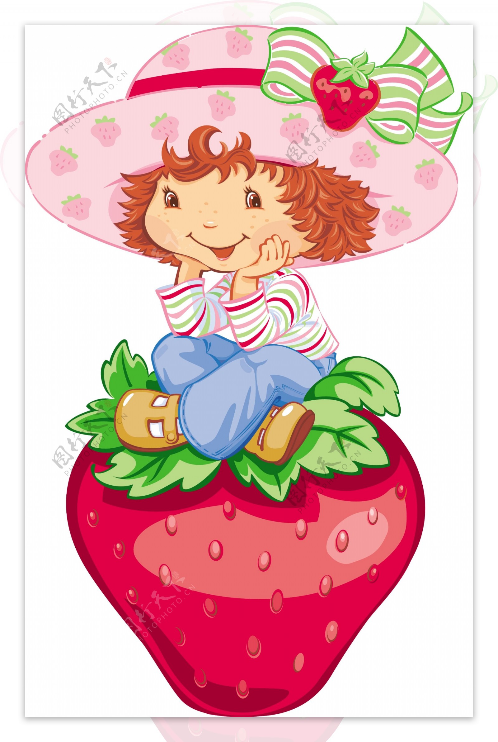 草莓女孩可爱人物卡通图片