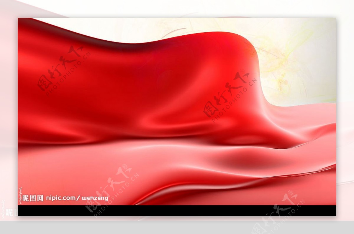 丝绸幕布飘带红色革命鲜红图片