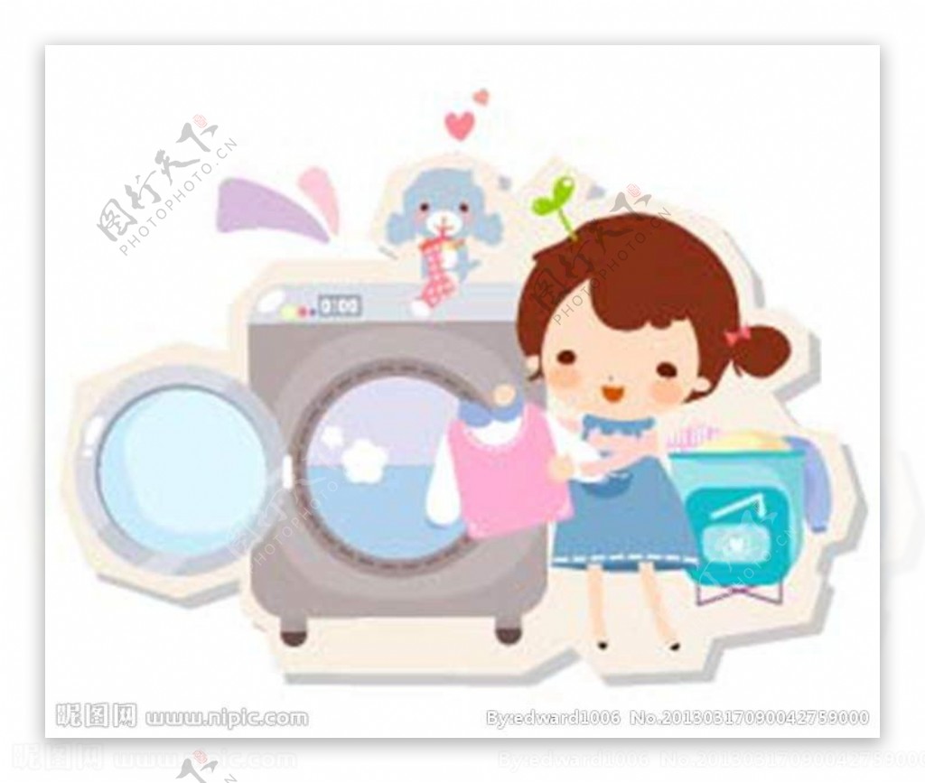 小孩洗衣服图片